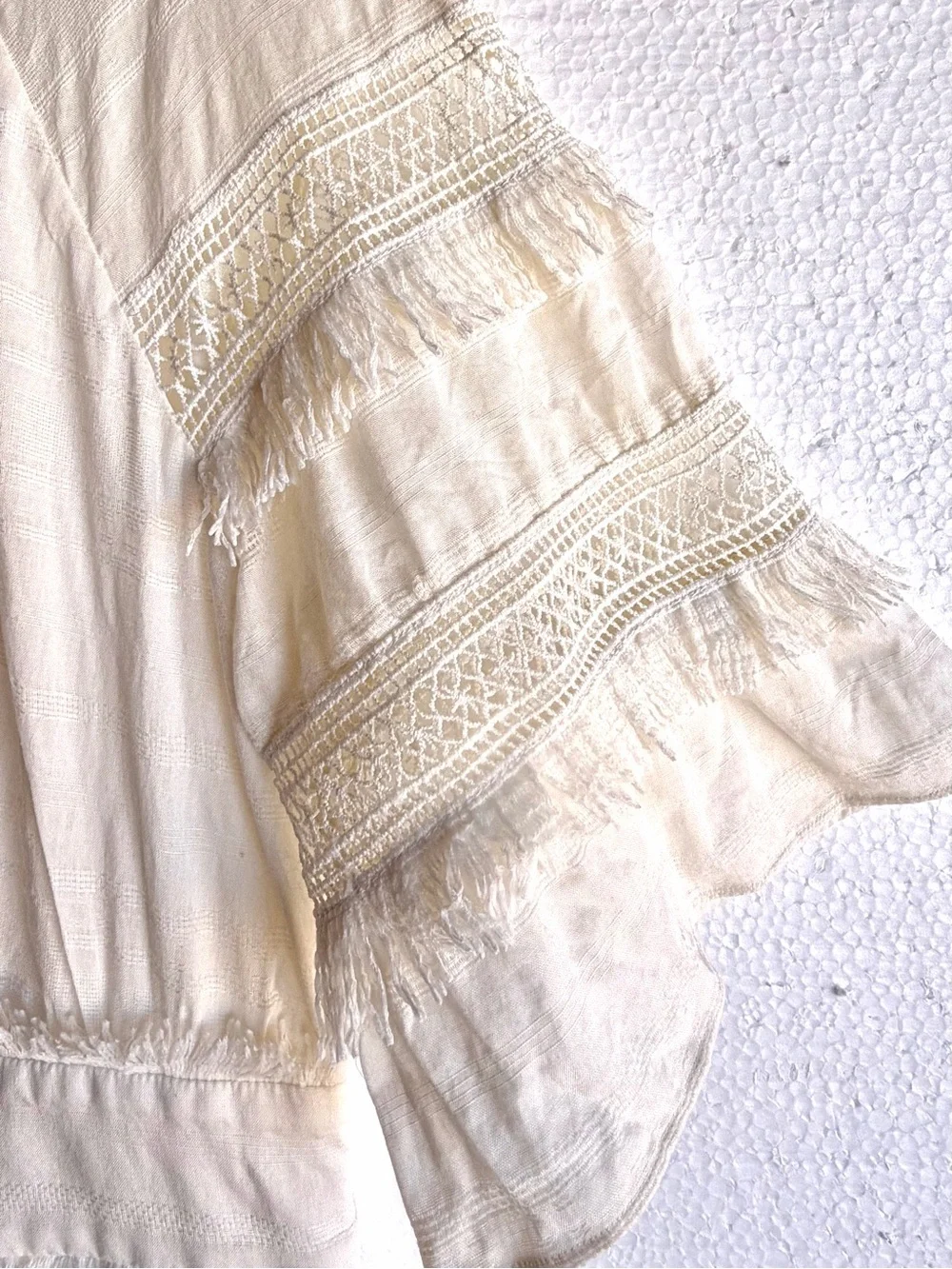 & Other Stories Cream Boho Lace-Trim Midi Dress - Picture 4 of 11